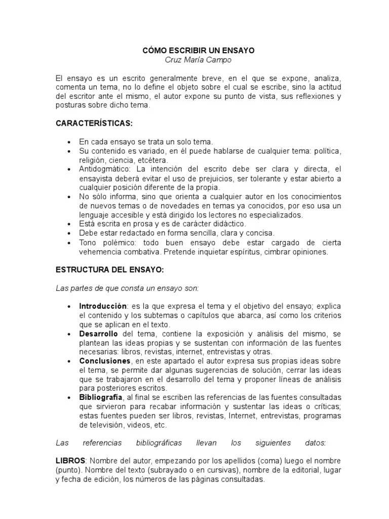Cómo escribir un ensayo