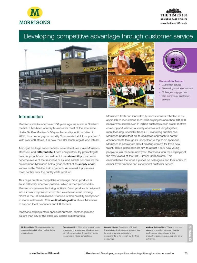 Morrisons Customer Service PDF Competitive Advantage Retail