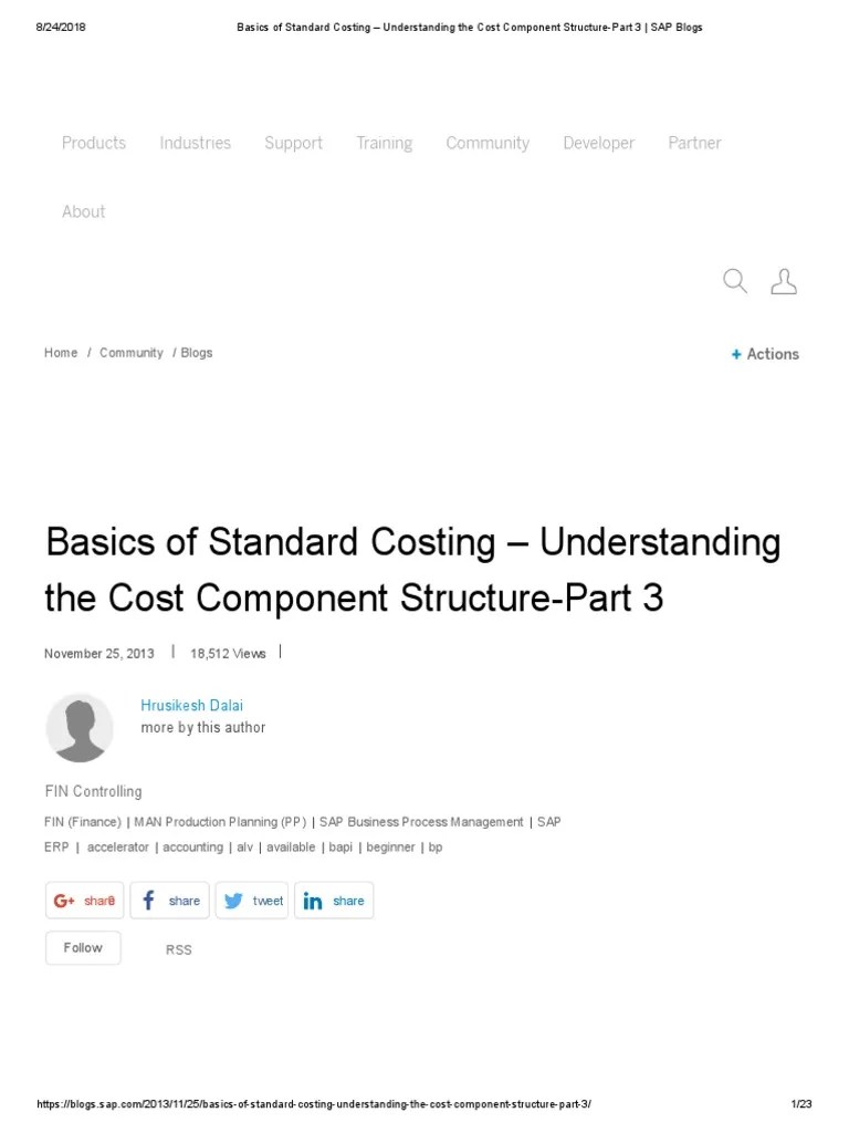 4 Basics of Standard Costing Understanding The Cost Component