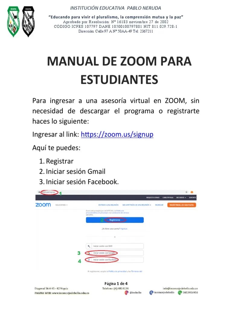 Manual de ZOOM Estudiantes Descargar gratis PDF Software Informática
