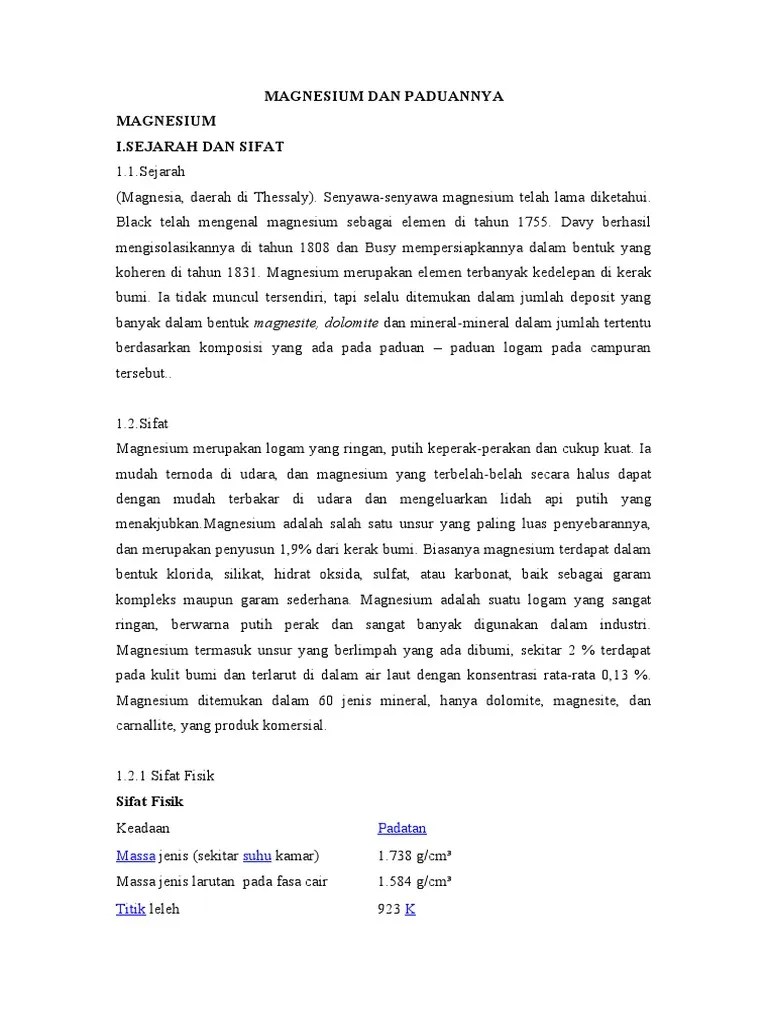 Magnesium Dan Paduannya Baru Neh