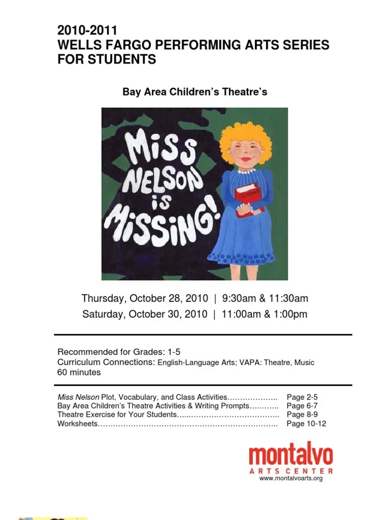 Study Guide Miss Nelson Is Missing PDF Courage Emotions