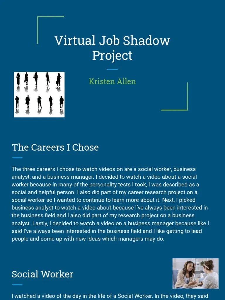 Virtual Job Shadow Project PDF Experience Psychoanalysis