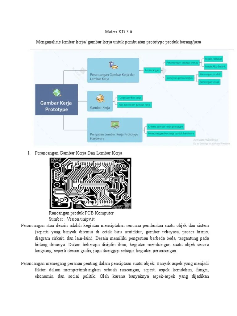 Materi KD 3.6 Menganalisis Lembar Kerja Atau Gambar Kerja Untuk Pembuatan  Prototype Produk Barang Atau Jasa | PDF