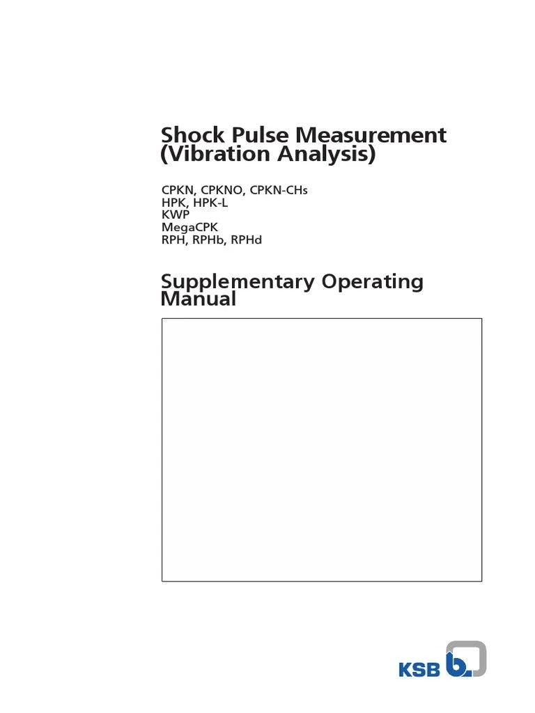 Shock Pulse Measurement (Vibration Analysis) Supplementary Operating