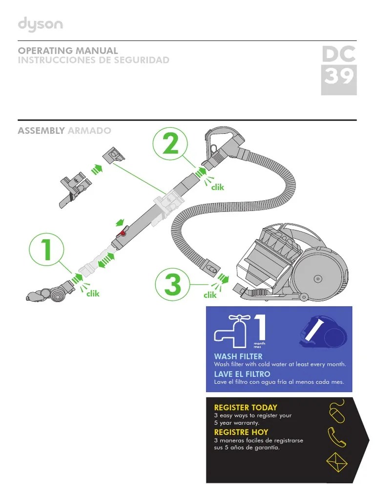 Comprehensive operating and safety instructions manual for Dyson vacuum