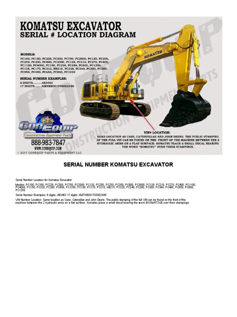 Serial Number Komatsu Excavator