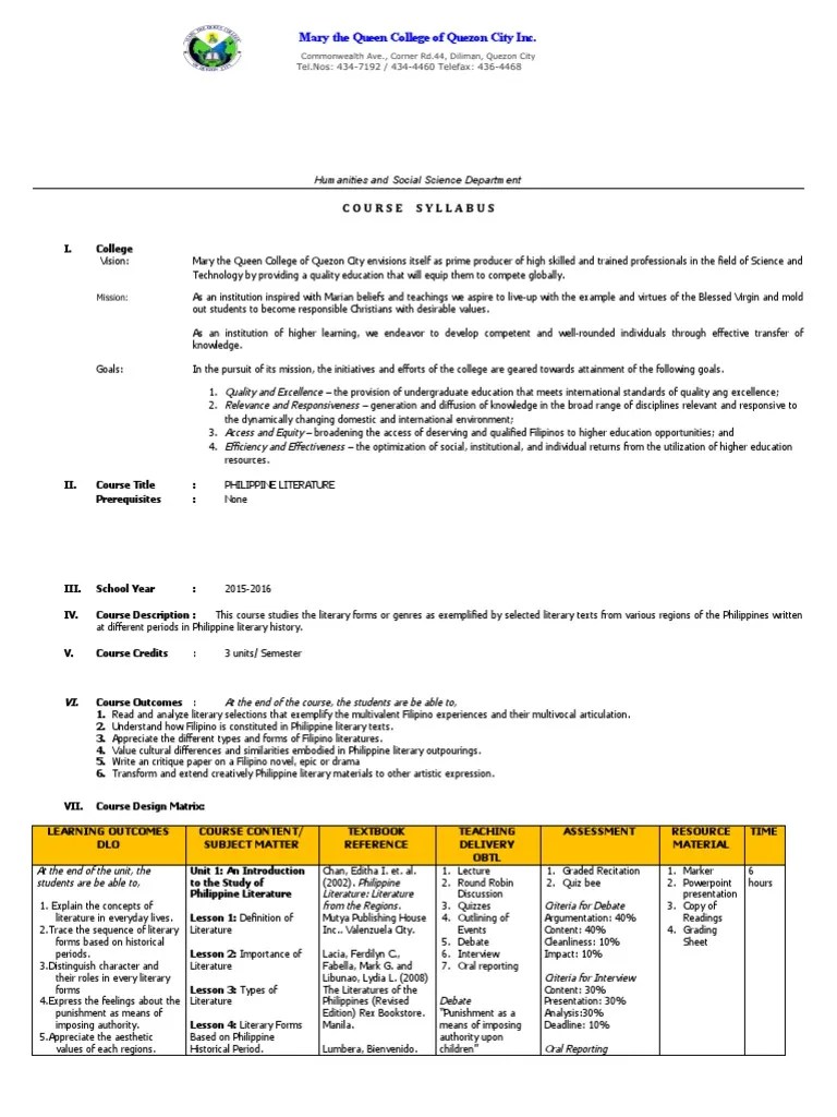 Syllabus Grade 6 Second Quarter PDF