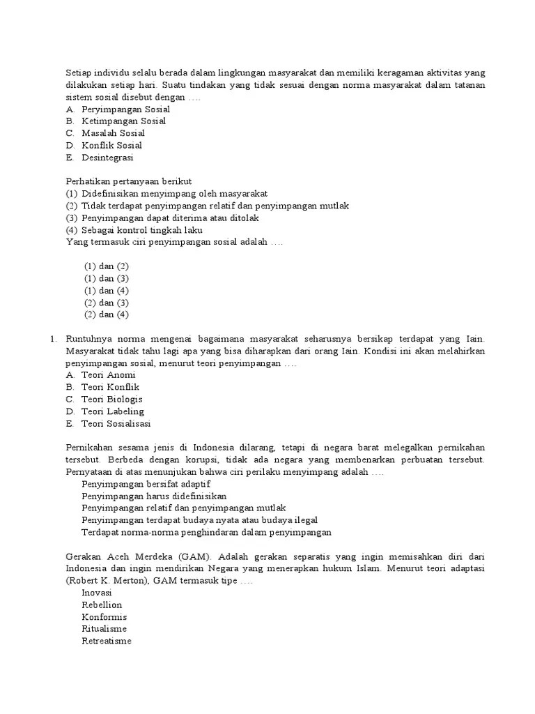 Bank Soal Sosiologi-X PAT 2017 | PDF