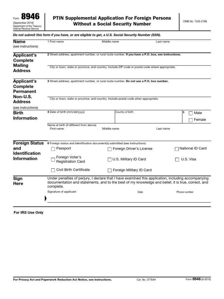 f8946 Social Security Number Identity Document