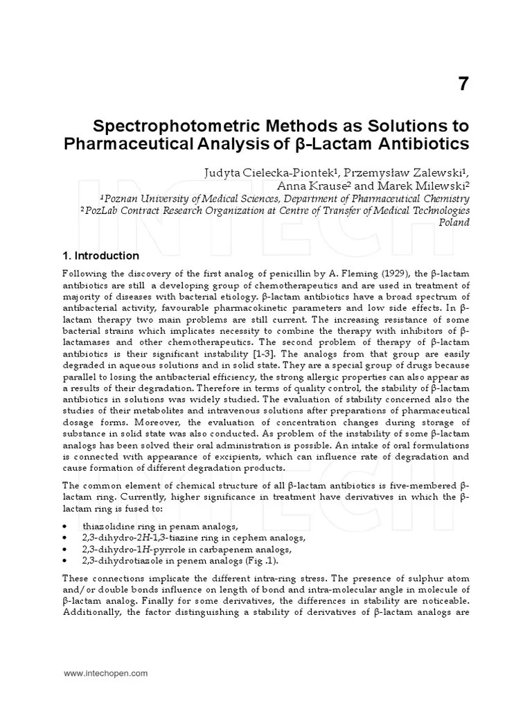 Spectrophotometric Methods as Solutions to Pharmaceutical Analysis of β