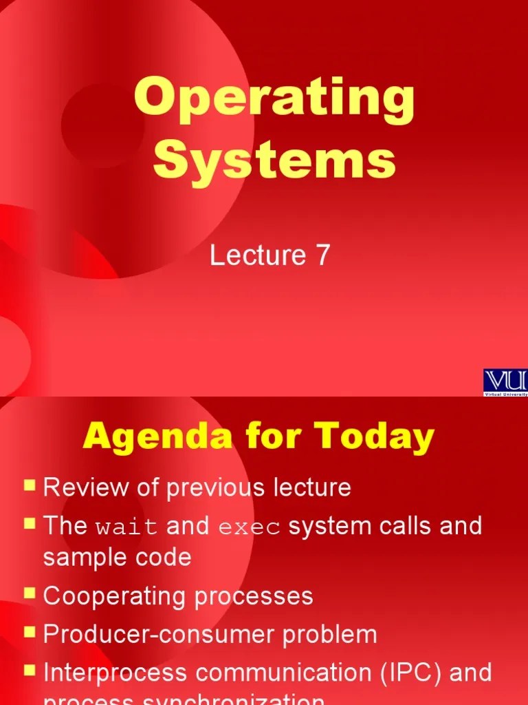 Operating Systems Lecture 07.pps PDF Process System