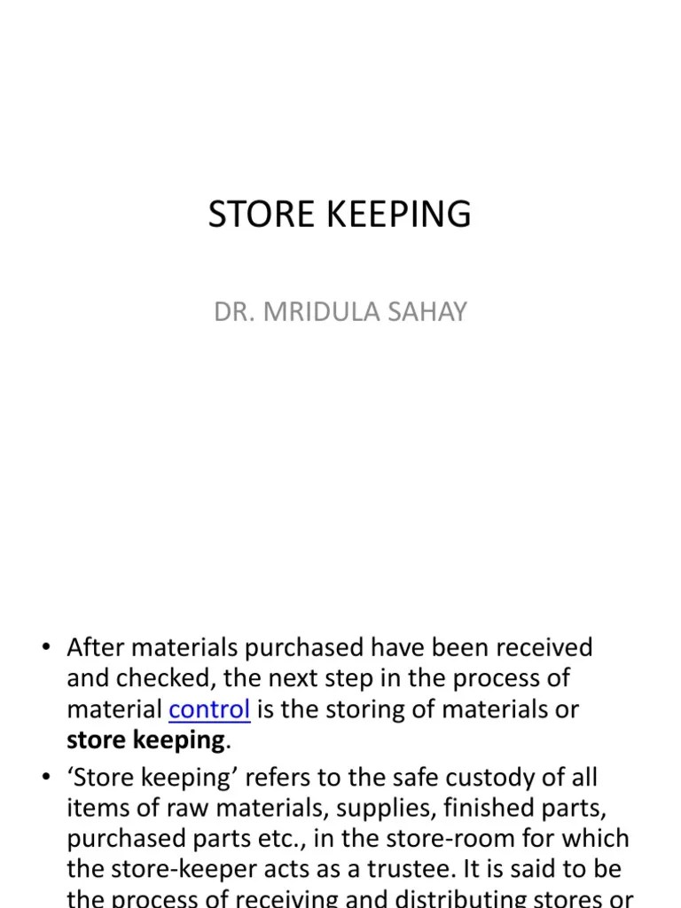 Store Keeping PDF Inventory Economic Sectors