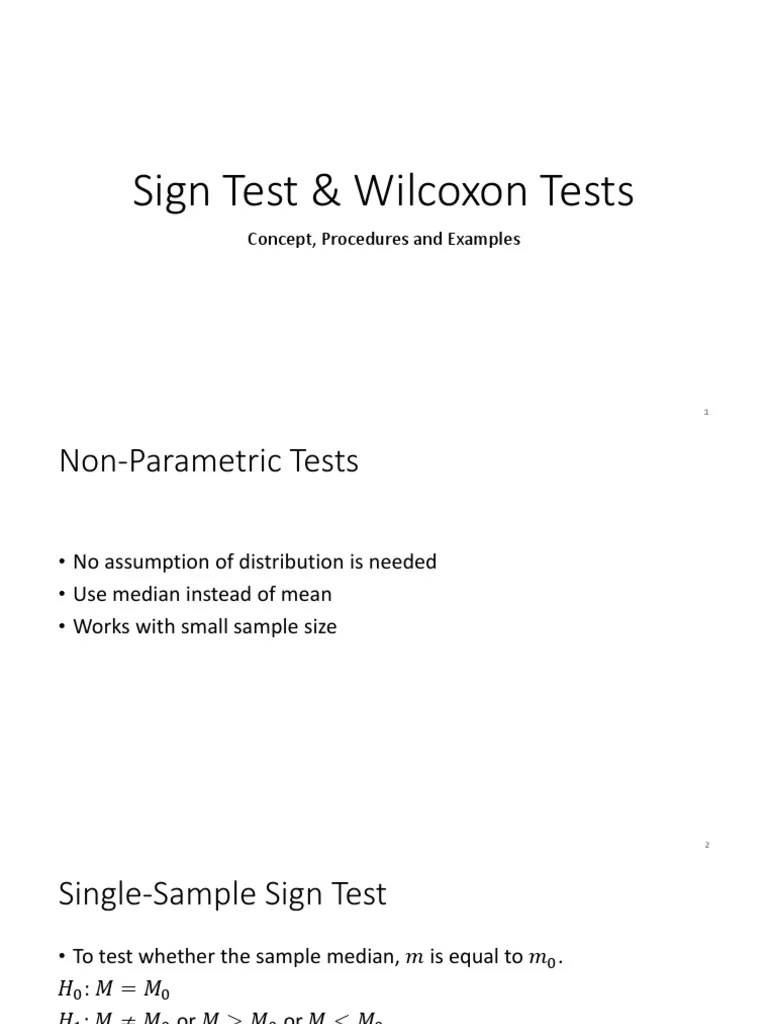 Sign Test & Wilcoxon Tests Concept, Procedures and Examples PDF