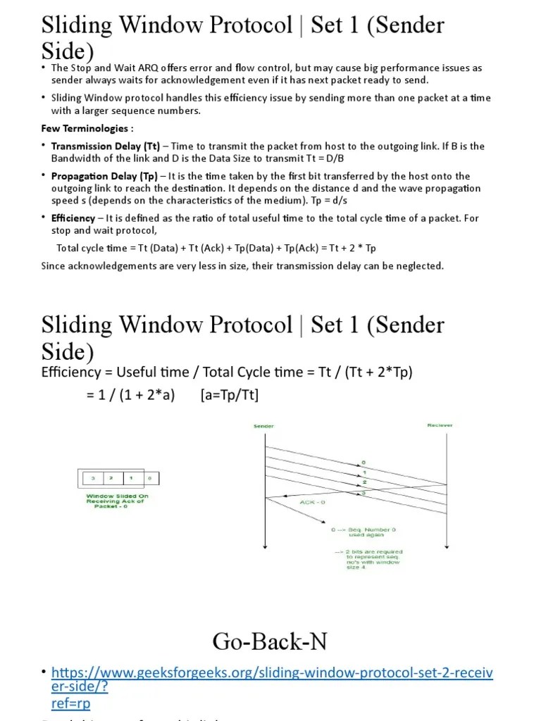 Sliding Window Protocol PDF Transmission Control Protocol