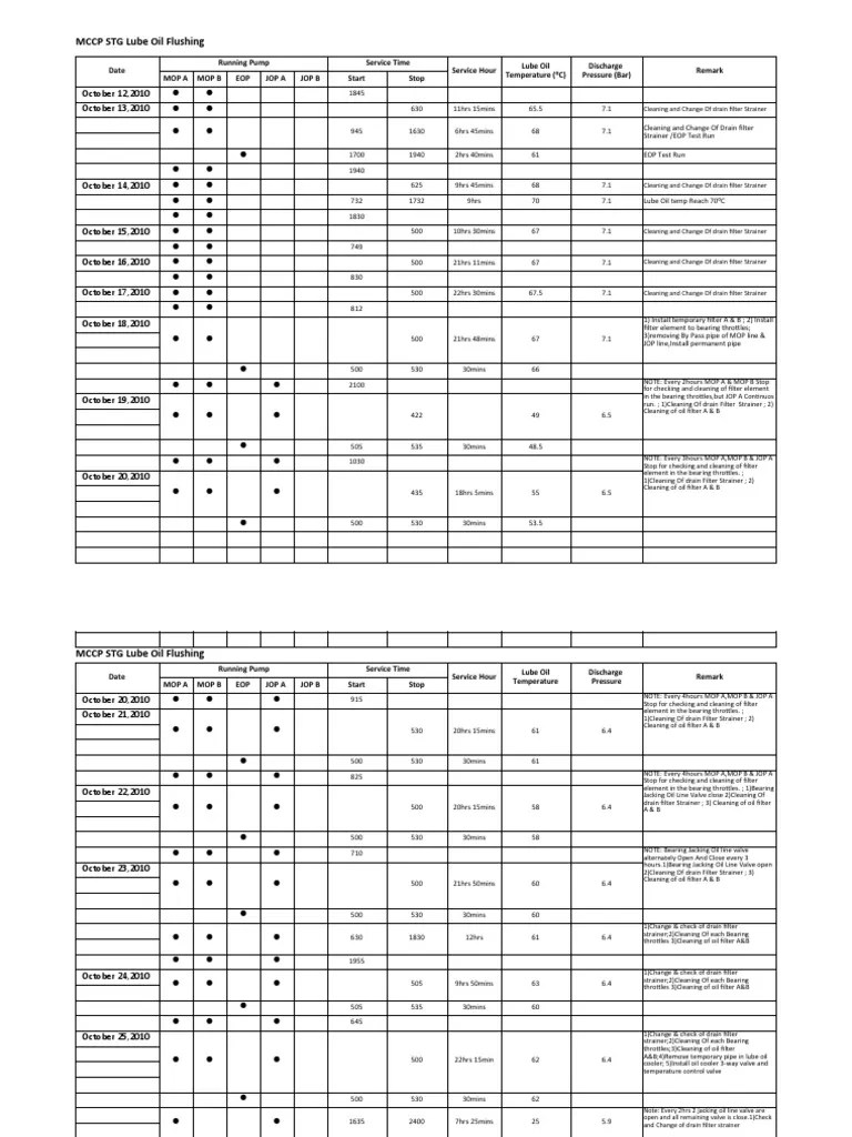 STG Lube Oil Flushing PDF Bearing (Mechanical) Pump