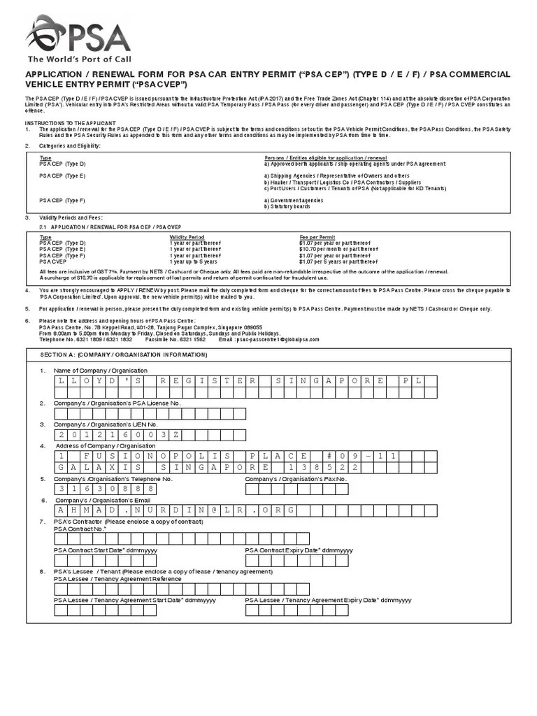 Application Renewal Form For CEP PDF Lease Truck