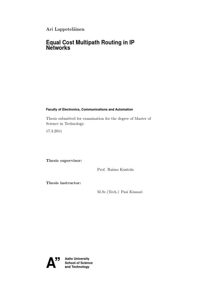 Equal Cost Multipath Routing in IP Netwo PDF PDF Routing Protocols