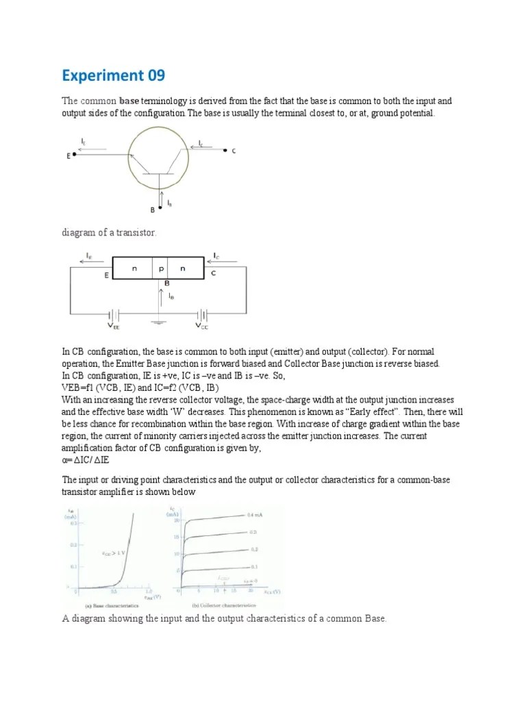 Experiment 09 The Common Base PDF Bipolar Junction Transistor