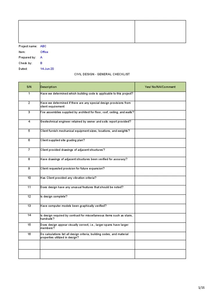 Structural Design Checklist PDF Deep Foundation Beam (Structure)