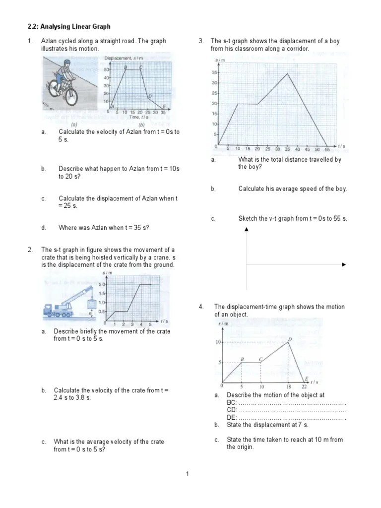 Analysis of Linear Motion Graphs PDF Acceleration Velocity