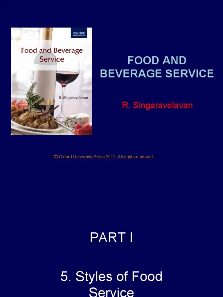Food and Beverage Service R. Singaravelavan PDF Buffet Cafeteria