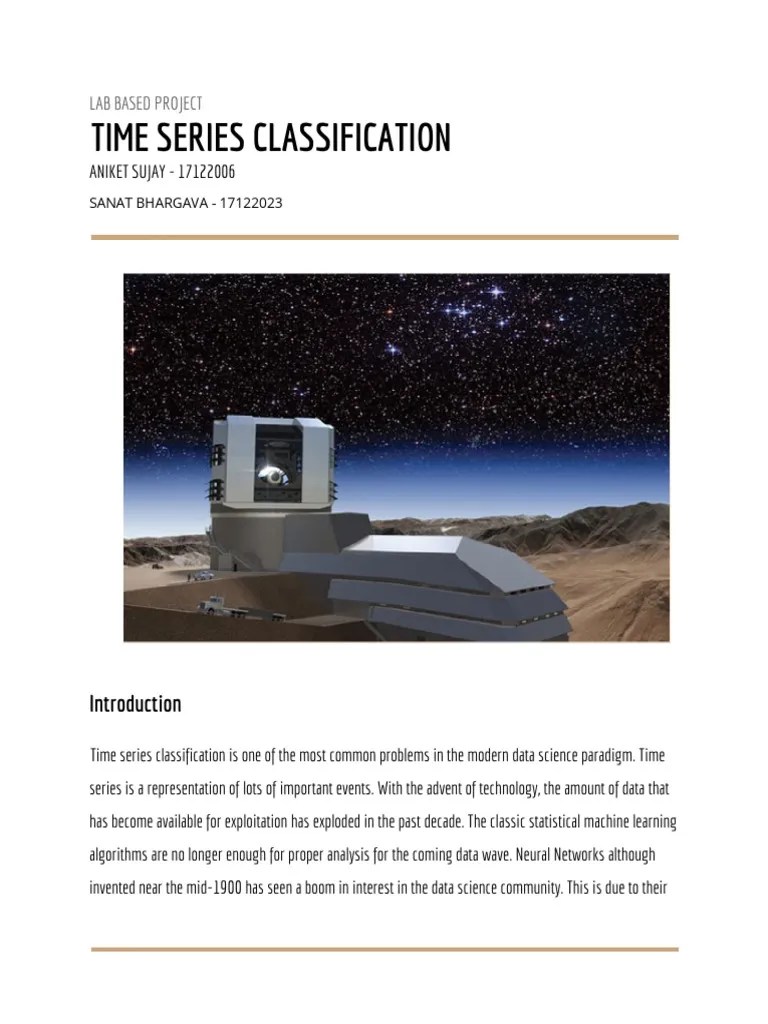 Time Series Classification Lab Based Project PDF Algorithms