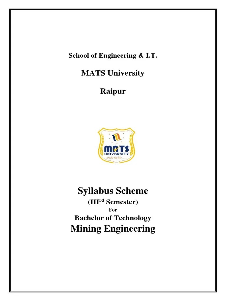 Syllabus Scheme MATS University Raipur PDF Geology Surveying