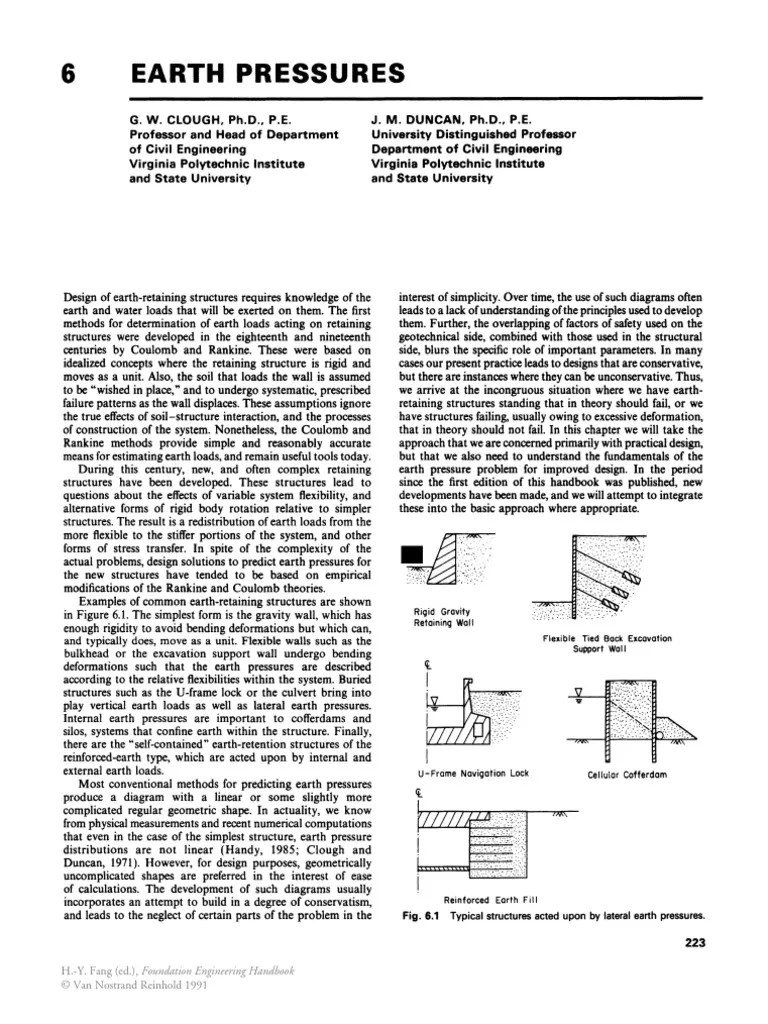 Earth Pressures H.Y. Fang (Ed.), Foundation Engineering Handbook