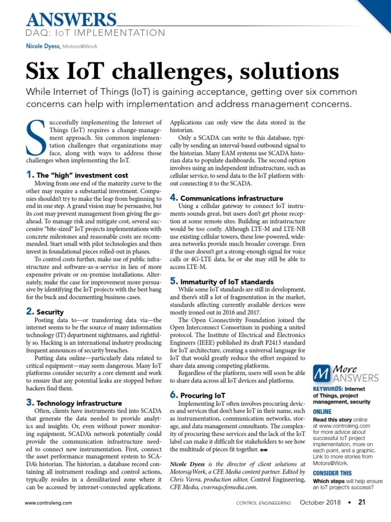 Six Iot Challenges Solutions Pdf Download Free Pdf Internet Of