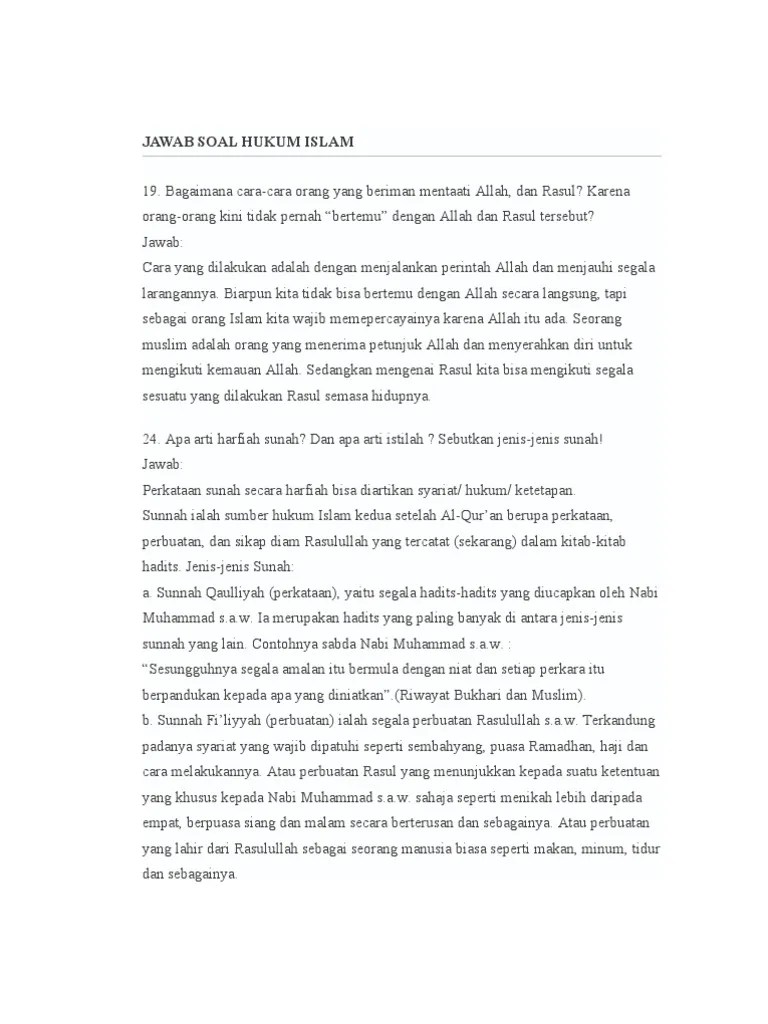 Jawab Soal Hukum Islam