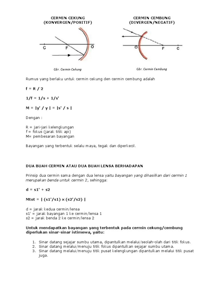 Cermin Cekung Dan Cermin Cembung | PDF