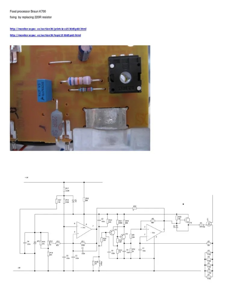 Food Processor Braun K700 Wiring Diagram PDF