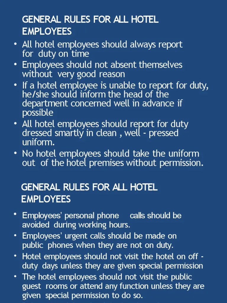General Rules For Hotel Employees PDF