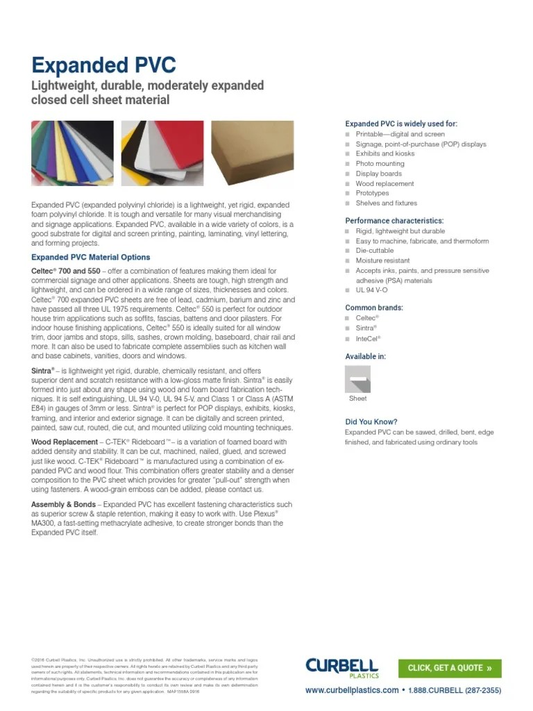 Expanded PVC Data Sheet PDF Polyvinyl Chloride Plastic