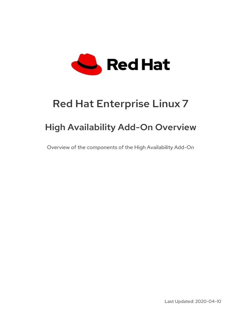 Red Hat Enterprise Linux7High Availability AddOn OverviewenUS PDF