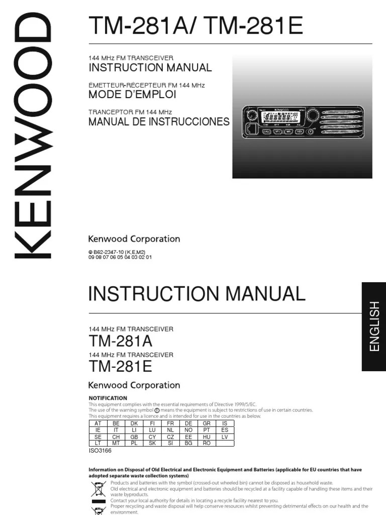 TM-281A/ TM-281E: Instruction Manual Mode D'Emploi | PDF | Power Supply