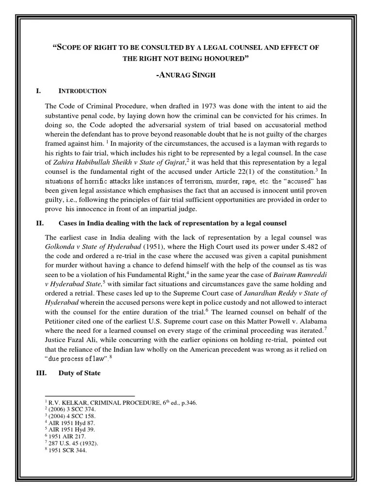 Right to Counsel in Criminal Cases PDF Strickland V. Washington Powell V. Alabama
