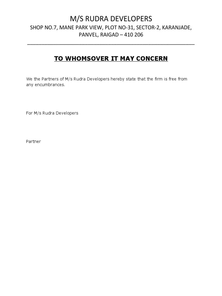 Encumbrance Letter PDF