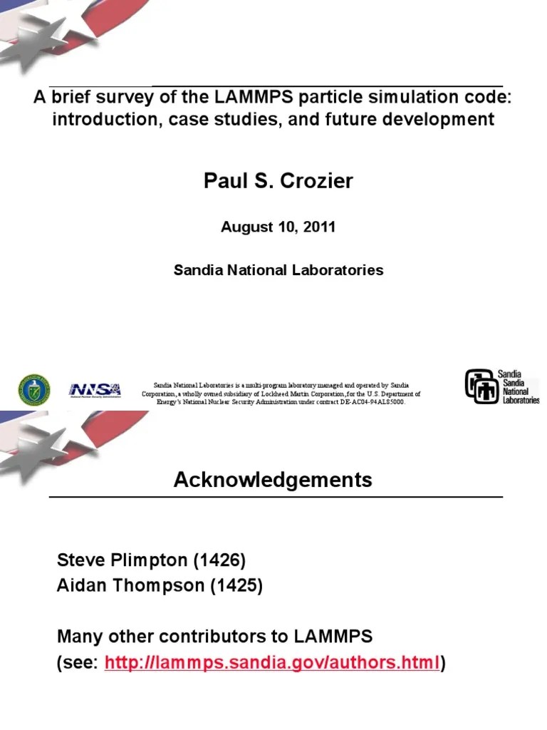 LAMMPS Tutorial PDF Molecular Dynamics Force Field (Chemistry)