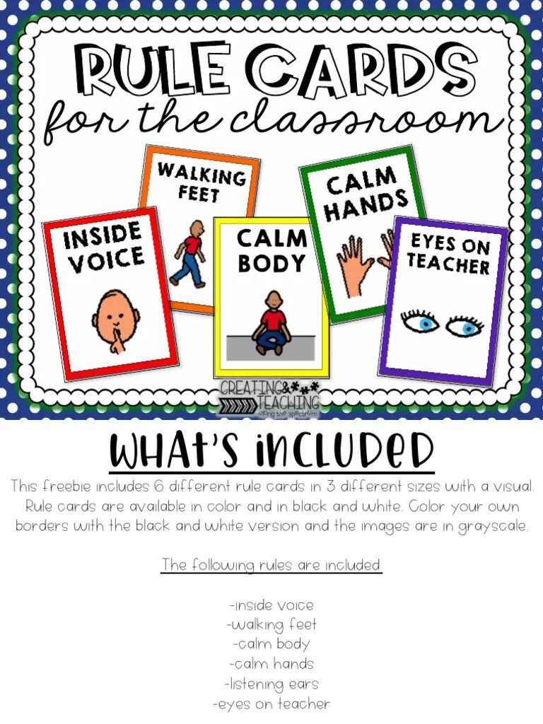 Classroom Rules Posters A Collection of Visual Rule Cards for Inside
