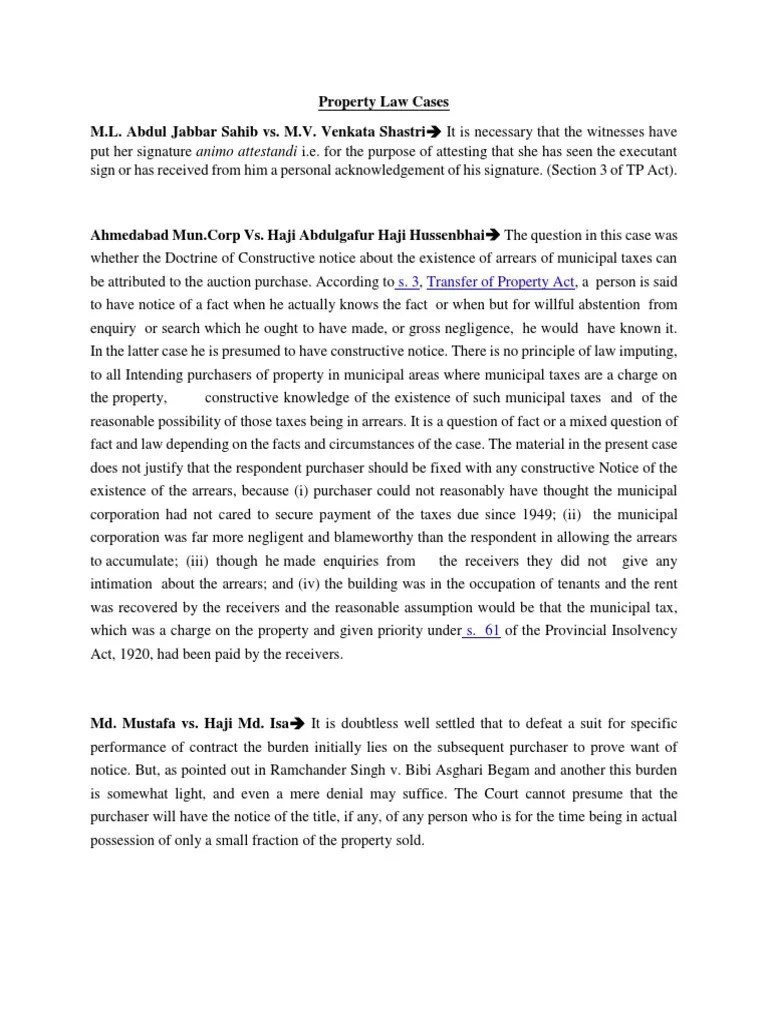 Property Law Cases PDF Lease Covenant (Law)