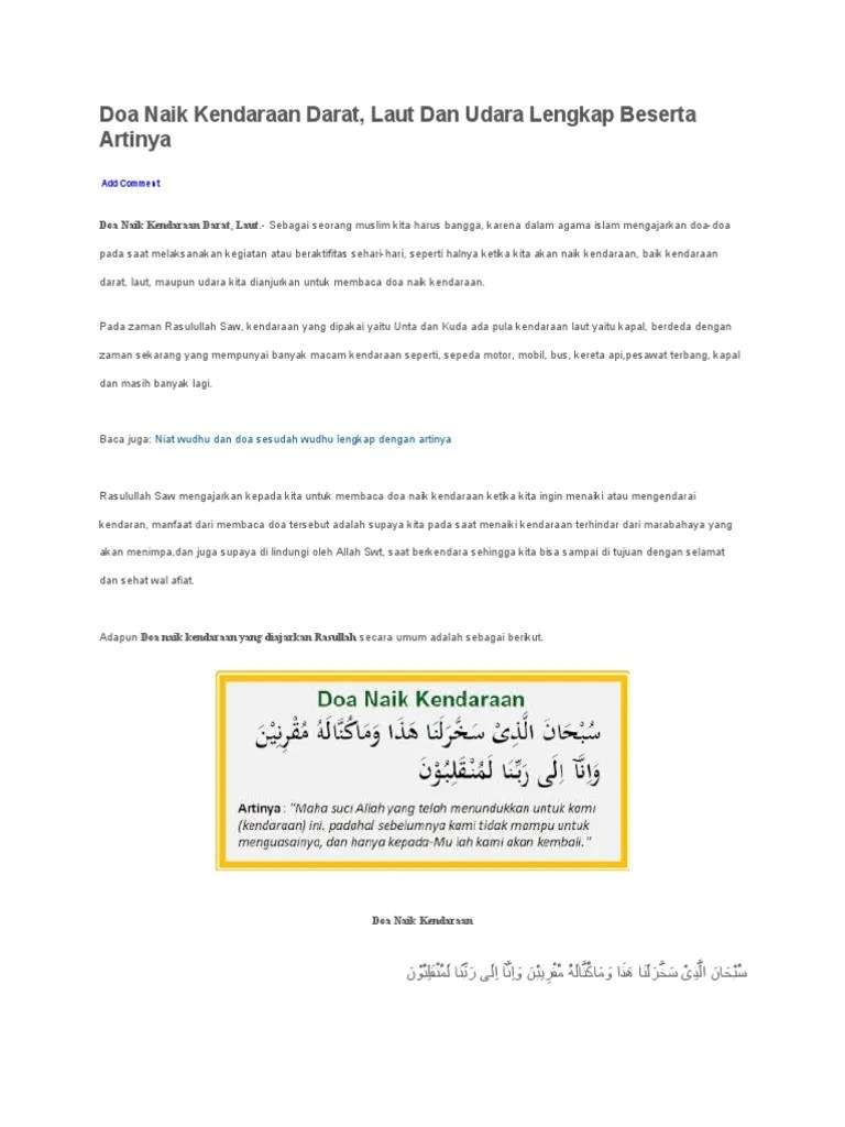 Doa Naik Kendaraan Darat