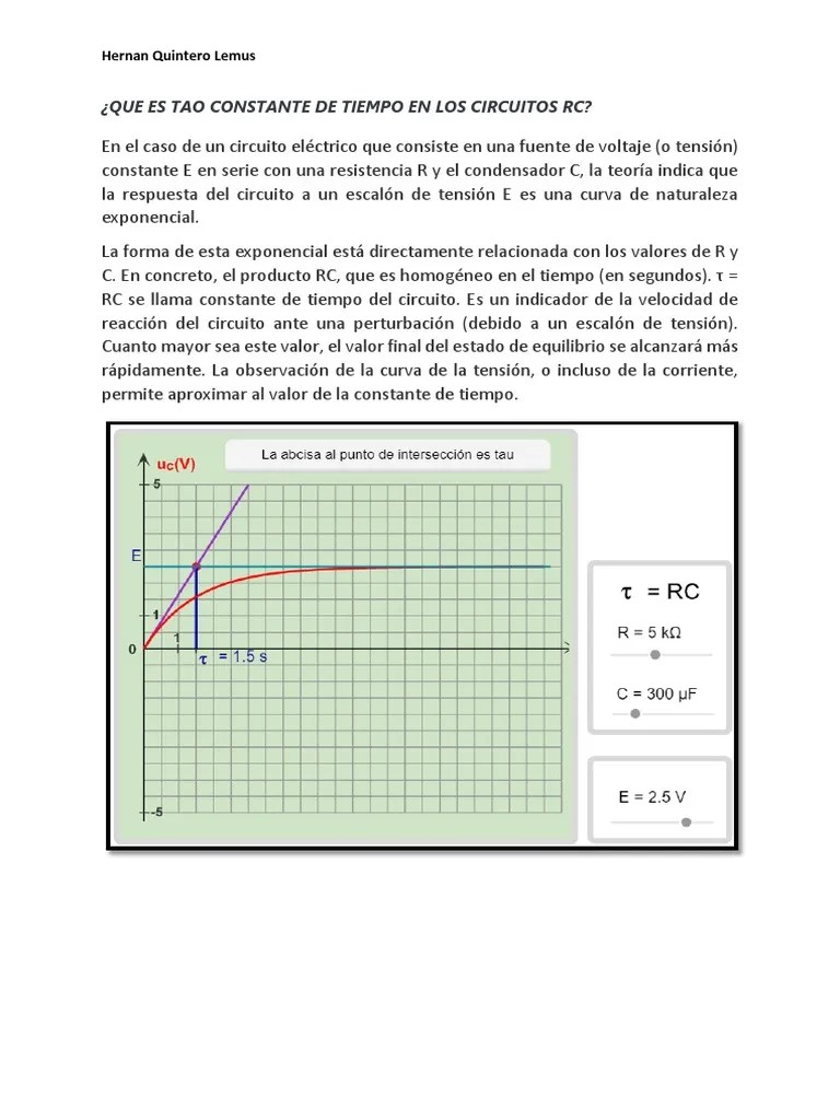 Tao Constante de Tiempo en Los Circuitos RC PDF