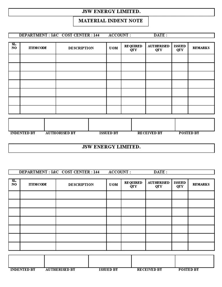 Indent Form PDF