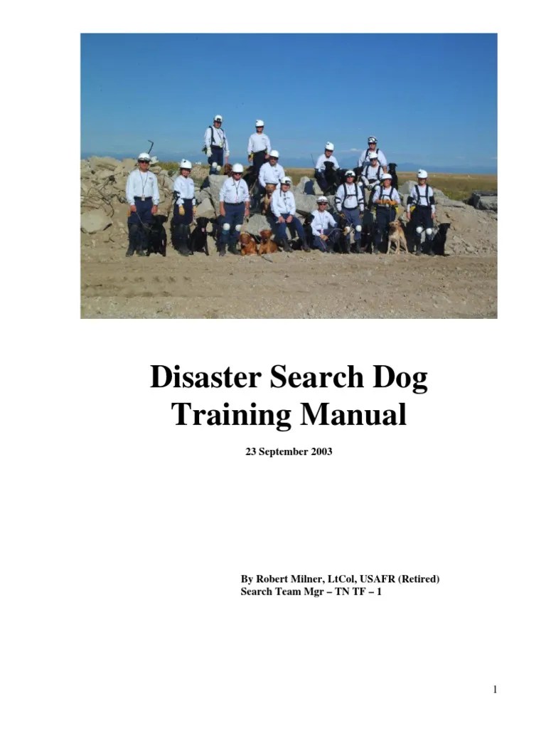 Disaster Search Dog Training Manual PDF Search And Rescue Dog