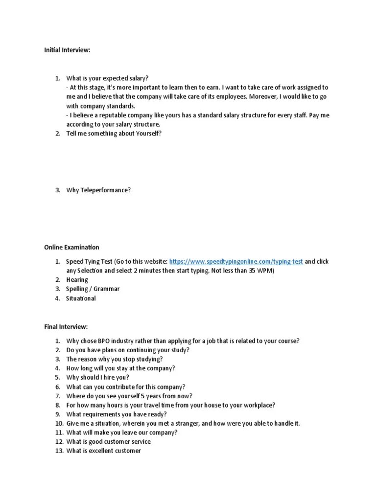 Teleperformance Assessment | PDF | Salary | Business