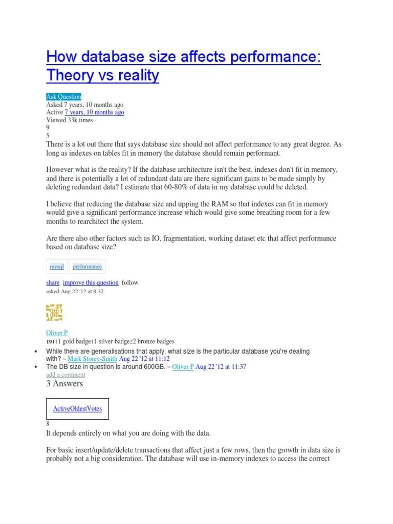 How Database Size Affects Performance Theory Vs Reality PDF