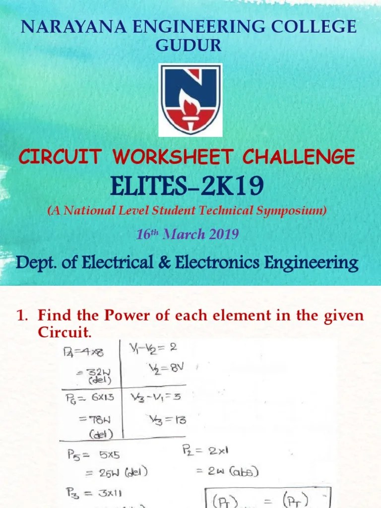 Circuit WorkSheet Challenge Key | PDF