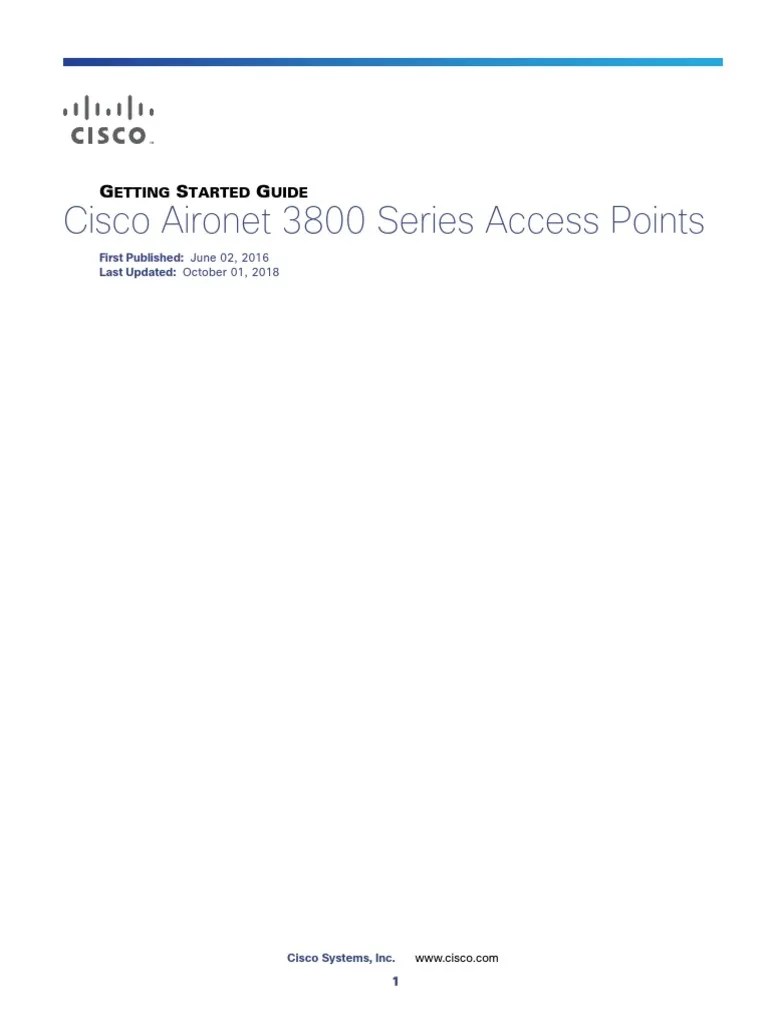 Cisco 3800 Series Access Points Getting Started Guide PDF